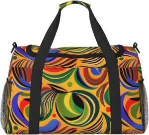 African Ethnic Pattern Travel Duffel Bag With Zippers And Handles, Big Foldable Duffle Bag For Family Vacations