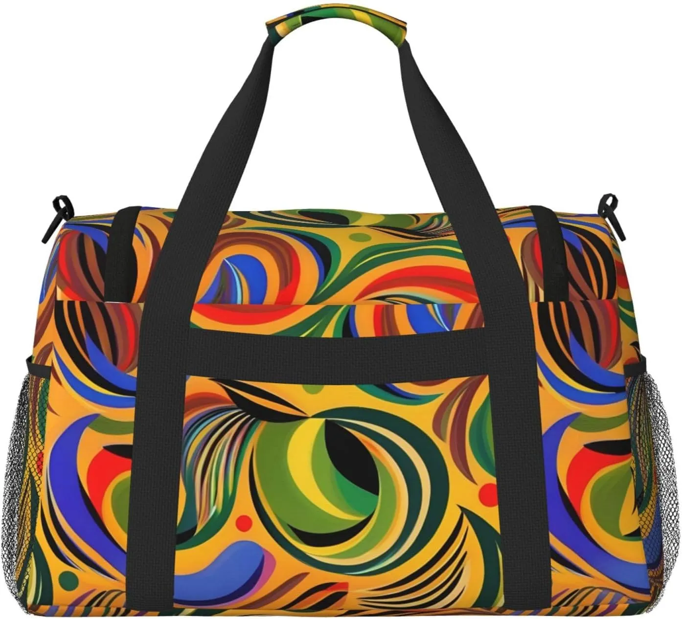 African Ethnic Pattern Travel Duffel Bag With Zippers And Handles, Big Foldable Duffle Bag For Family Vacations