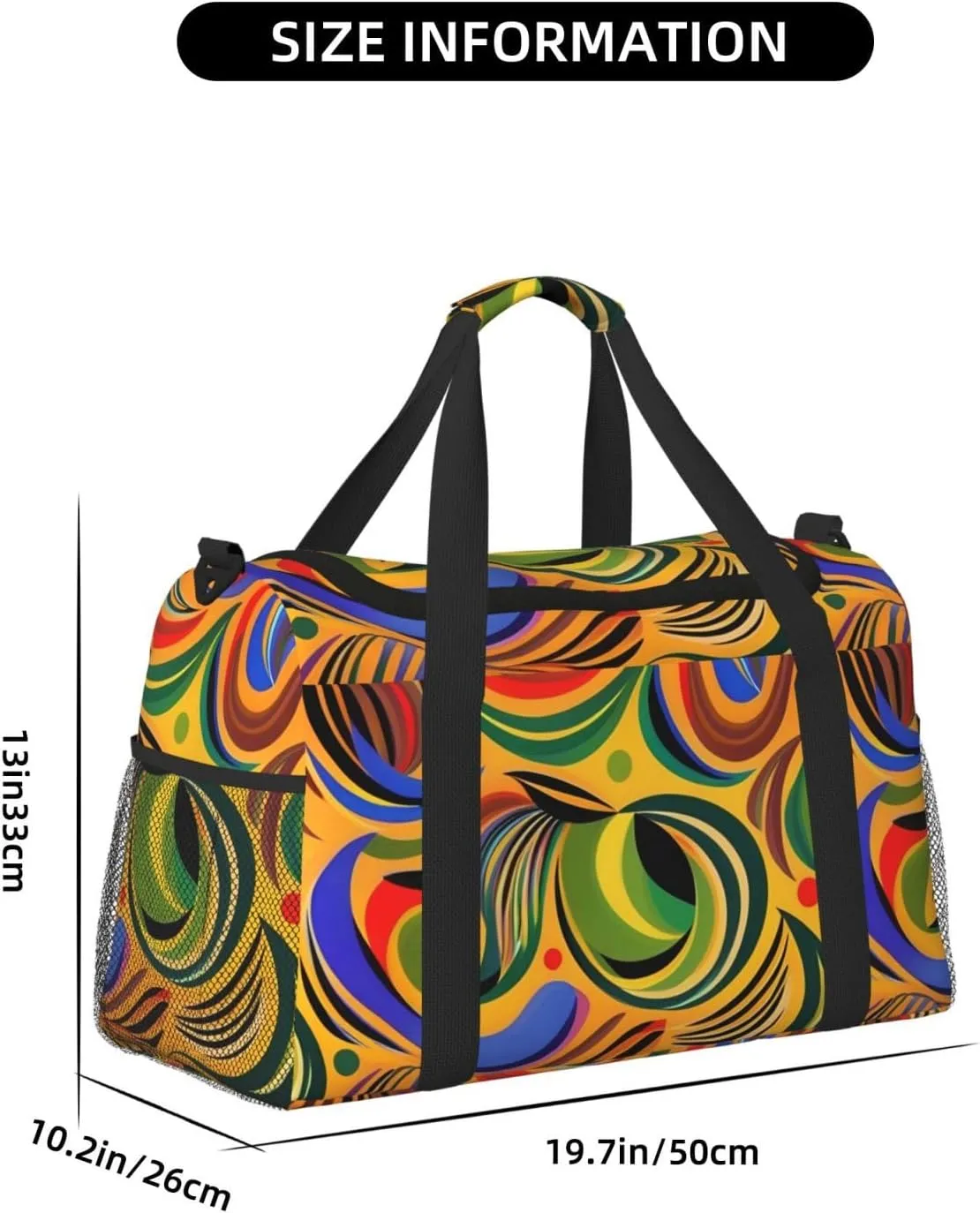 African Ethnic Pattern Travel Duffel Bag With Zippers And Handles, Big Foldable Duffle Bag For Family Vacations