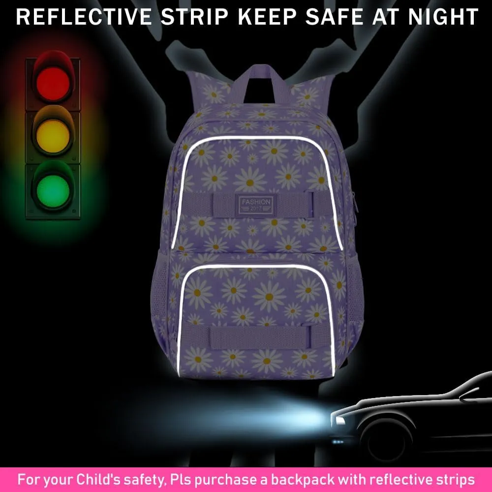 AGSDON 3PCS Backpacks for Girls, 17" Laptop School Bookbag Teen College Water Resistant Girl Backpack with Lunch Box Set - Purple