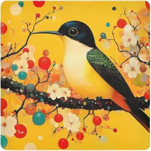 AIXIWAWA Self Adhesive Warp Cloth Art Bird Floral Print for Organizing, Open Lay Flat Cosmetic Bag Makeup Bag Cloth 21.7x21.7 in