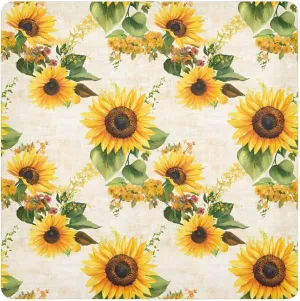 AIXIWAWA Self Adhesive Warp Cloth Sunflower Vintage Print for Organizing, Open Lay Flat Cosmetic Bag Makeup Bag Cloth 21.7x21.7 in