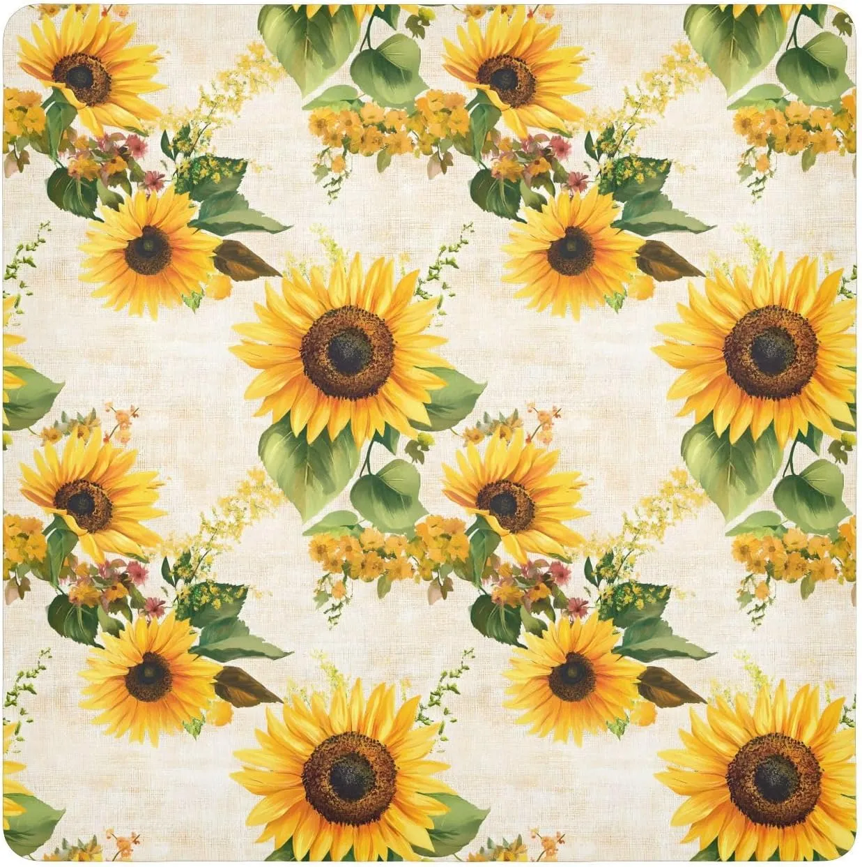 AIXIWAWA Self Adhesive Warp Cloth Sunflower Vintage Print for Organizing, Open Lay Flat Cosmetic Bag Makeup Bag Cloth 21.7x21.7 in