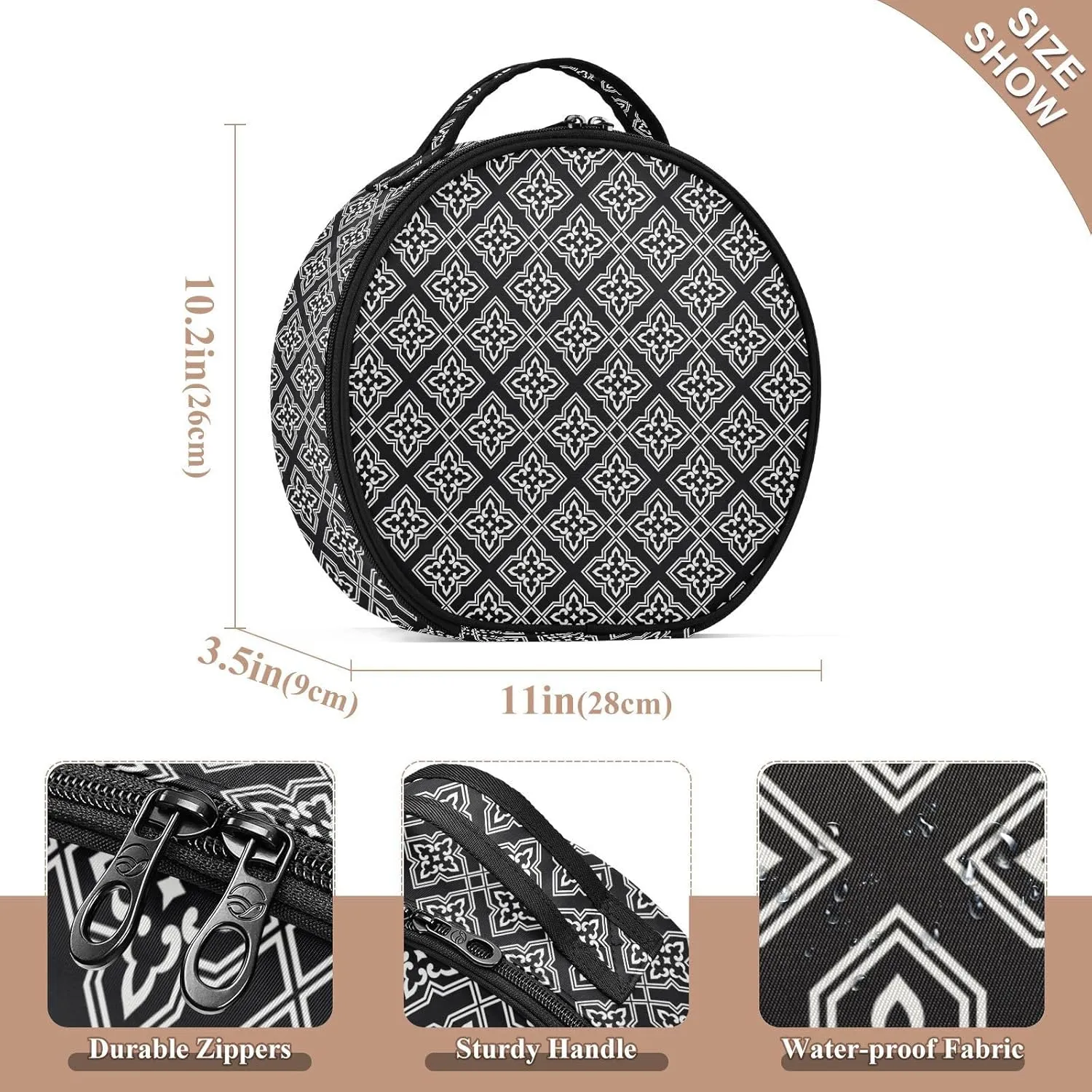 ALAZA Abstract Pattern in Arabian Style Portable Cosmetic Bag Large Capacity Travel Makeup Case Organizer