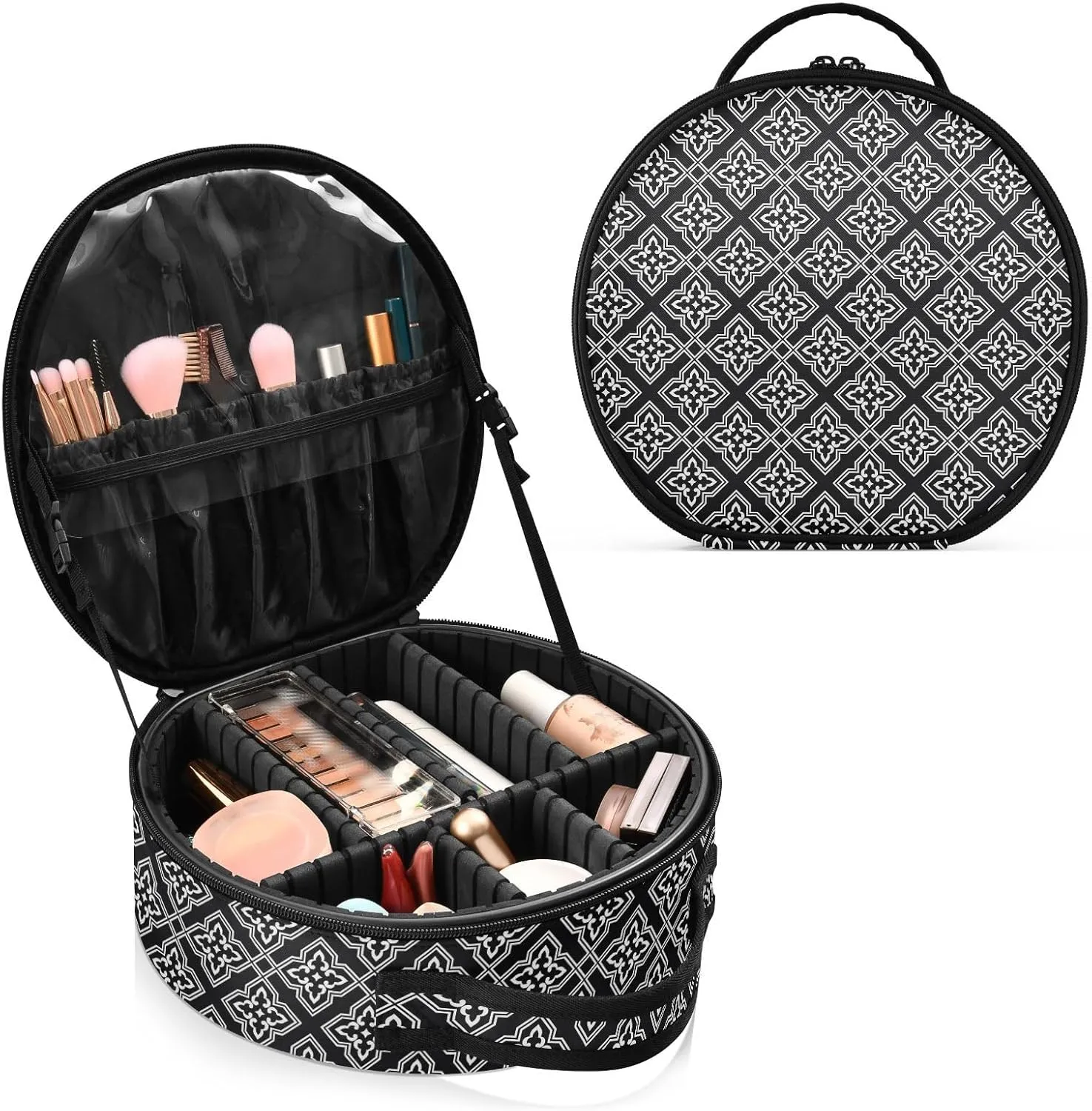 ALAZA Abstract Pattern in Arabian Style Portable Cosmetic Bag Large Capacity Travel Makeup Case Organizer