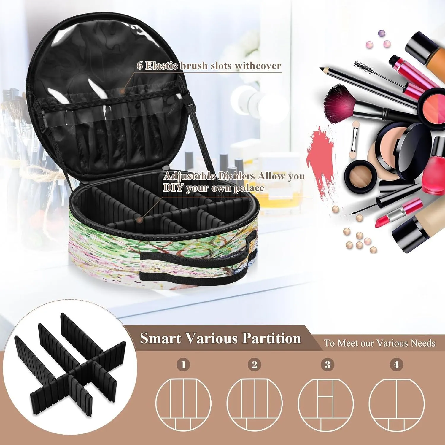 ALAZA Four Season Tree Toiletry Bag Travel Makeup Case Organizer for Women