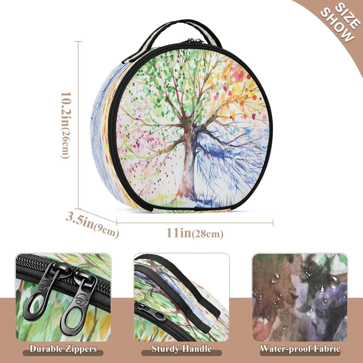 ALAZA Four Season Tree Toiletry Bag Travel Makeup Case Organizer for Women