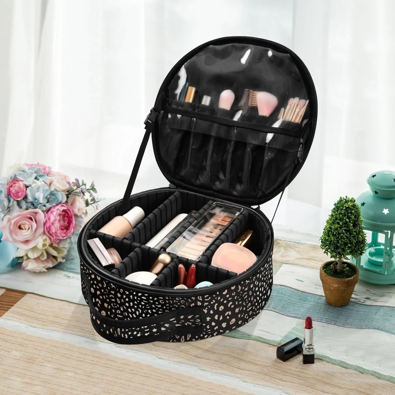ALAZA Realistic Leopard Cheetah Print Animal Makeup Bag Travel Cosmetic Bag Large Toiletry Organizer