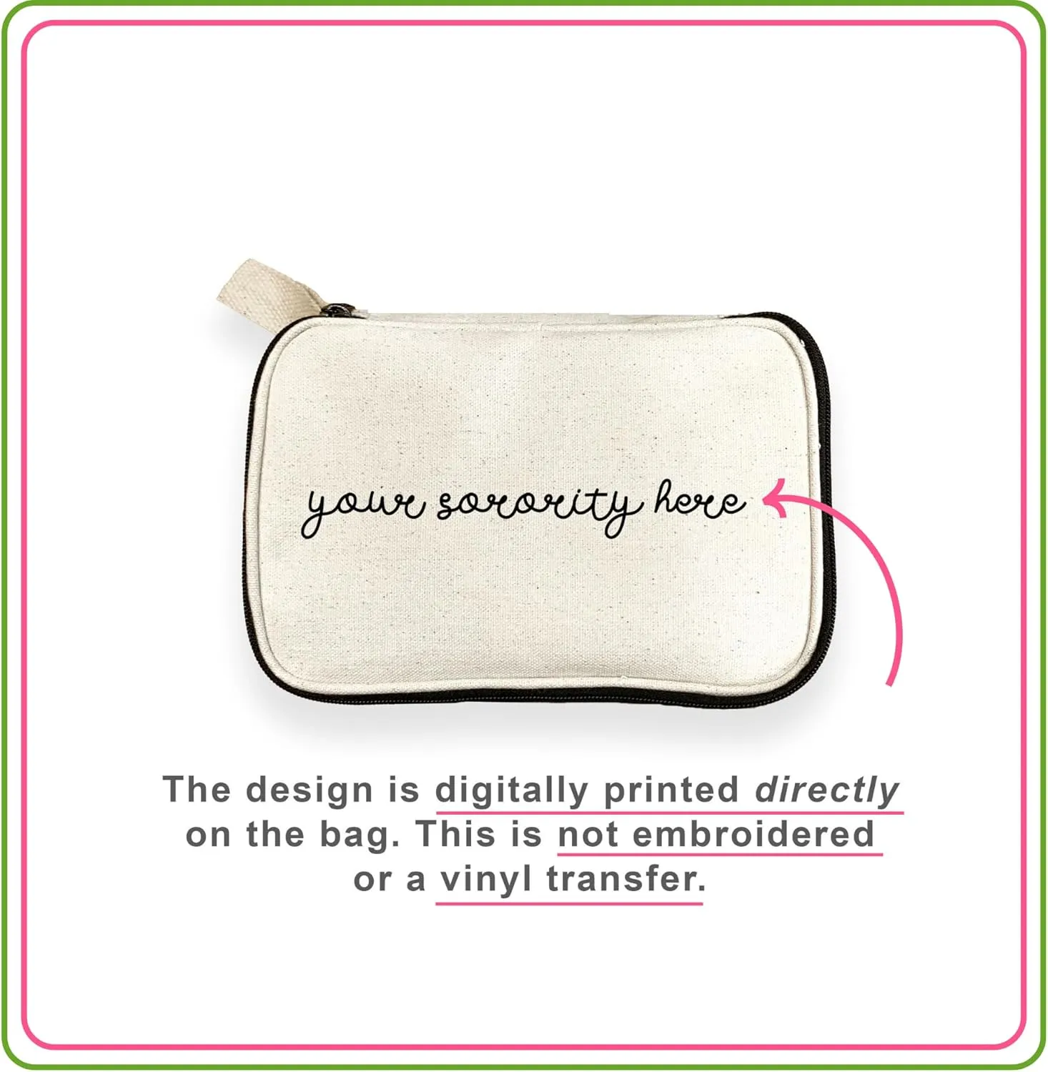 Alpha Delta Pi Sorority Makeup Bag – Script Font Cosmetic Pouch for Big Little, Travel, Toiletries & Greek Life Gifts