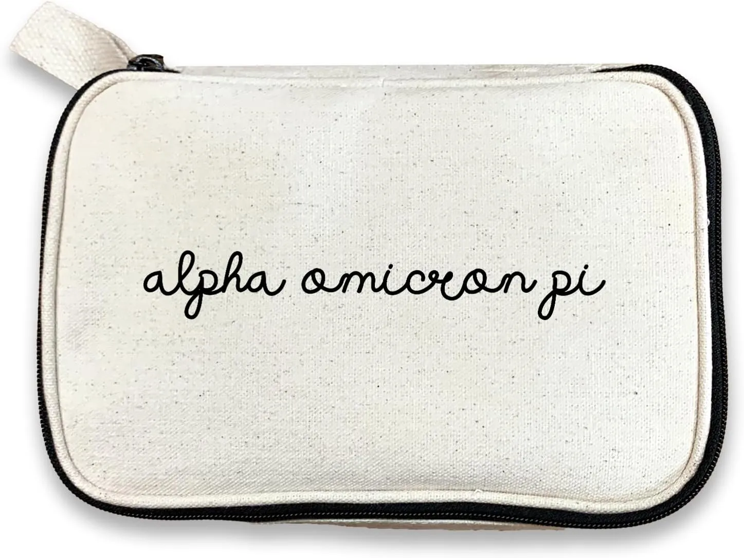 Alpha Omicron Pi Sorority Makeup Bag – Script Font Cosmetic Pouch for Big Little, Travel, Toiletries & Greek Life Gifts