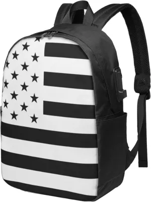 American flag Backpack, 17 Inch Travel Business Laptop Backpack With USB Port for Women Men