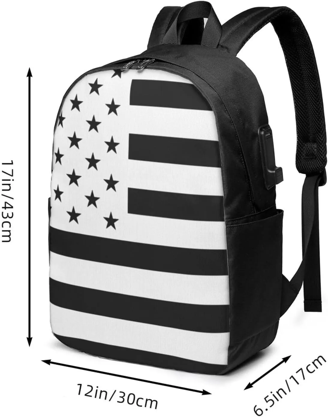 American flag Backpack, 17 Inch Travel Business Laptop Backpack With USB Port for Women Men
