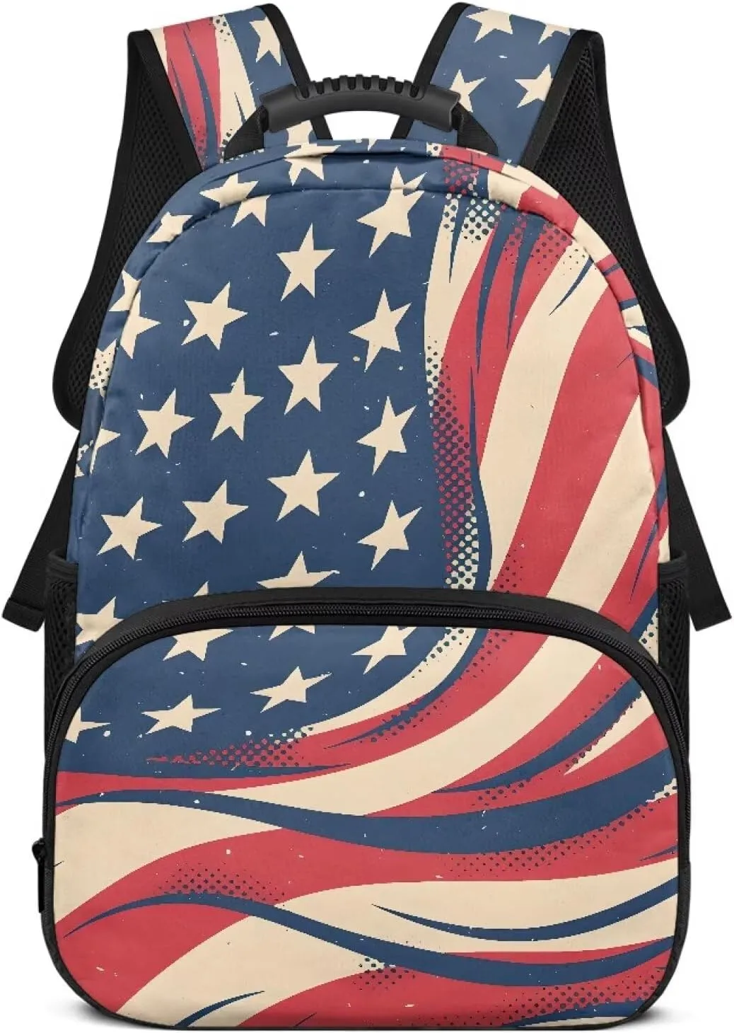American Flag Print Travelbackpack Stylish Computer Backpacks for Laptops Ergonomic Shoulder Straps Daypacks Book Bag Supplies for Children