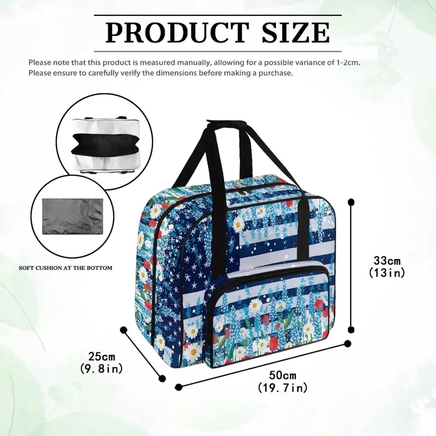 American Flag Universal Sewing Machine Case with Storage Pocket & Handle Compatible with Serger Brother Sewing Machines Measuring 19.7" X 9.8" X 13" Sewing Machine Case