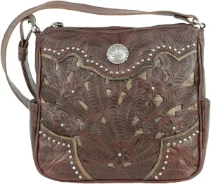 American West Leather Inlay Eagle All Access Messenger Bag