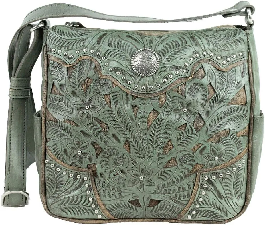 American West Leather Inlay Eagle All Access Messenger Bag