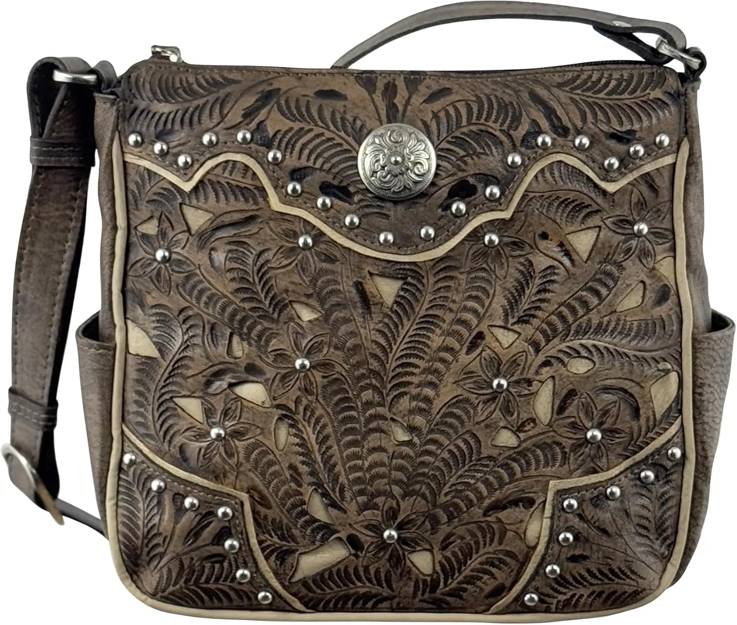 American West Leather Inlay Eagle All Access Messenger Bag