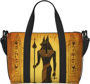 Ancient Egypt Hieroglyph Travel Duffel Bag Ethnic Carry On Tote Bag for Women Large Shoulder Weekender Overnight Bag Sports Gym Bag