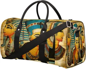 Ancient Egyptian Parchment Patterns Travel Duffel Bag, Foldable Sport Gym Tote Bag, Waterproof Weekender Overnight Bag with Shoulder Strap, Carry On Luggage Handbag for Men and Women