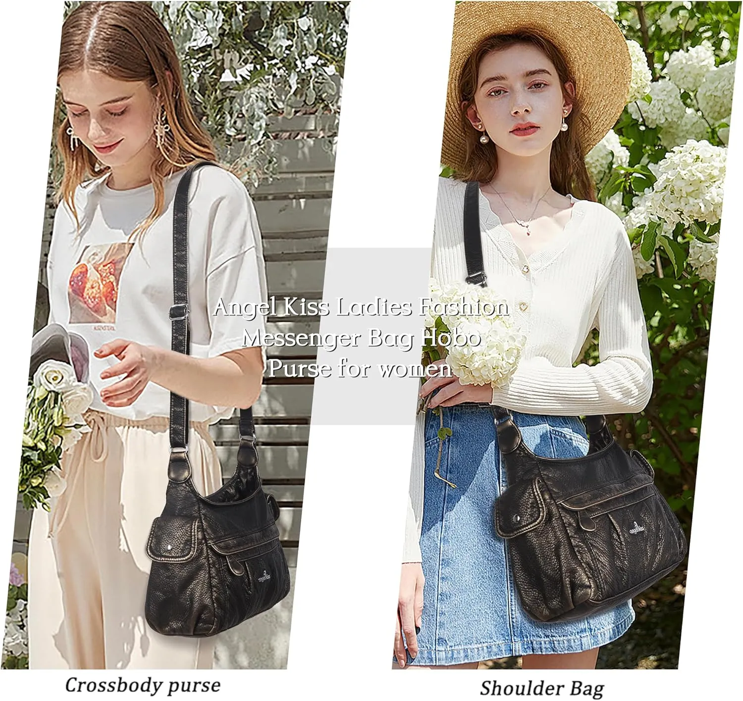 Angelkiss Crossbody Bags for Women, Ladies Shoulder Handbags and Purses Medium Faux Leather Pocketbooks