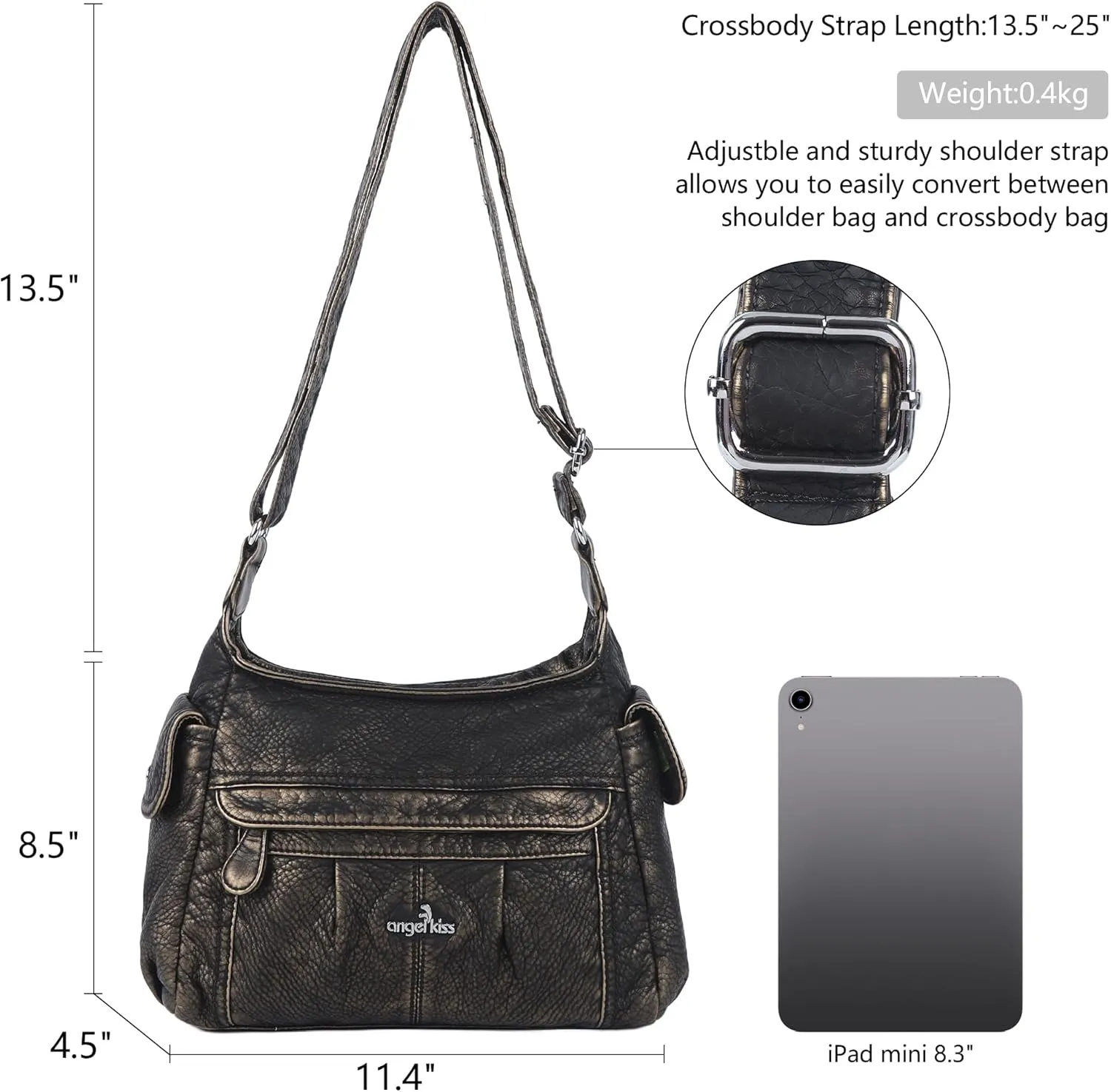 Angelkiss Crossbody Bags for Women, Ladies Shoulder Handbags and Purses Medium Faux Leather Pocketbooks