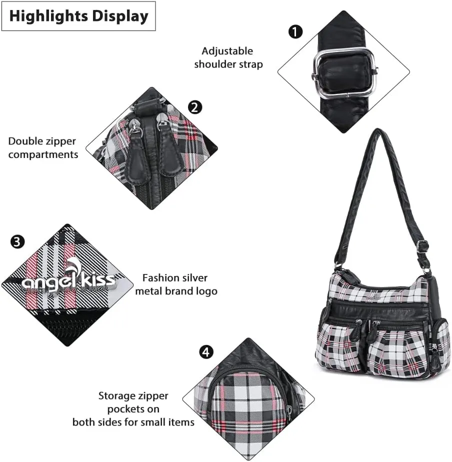 Angelkiss Crossbody Bags for Women, Ladies Shoulder Handbags and Purses Medium Faux Leather Pocketbooks