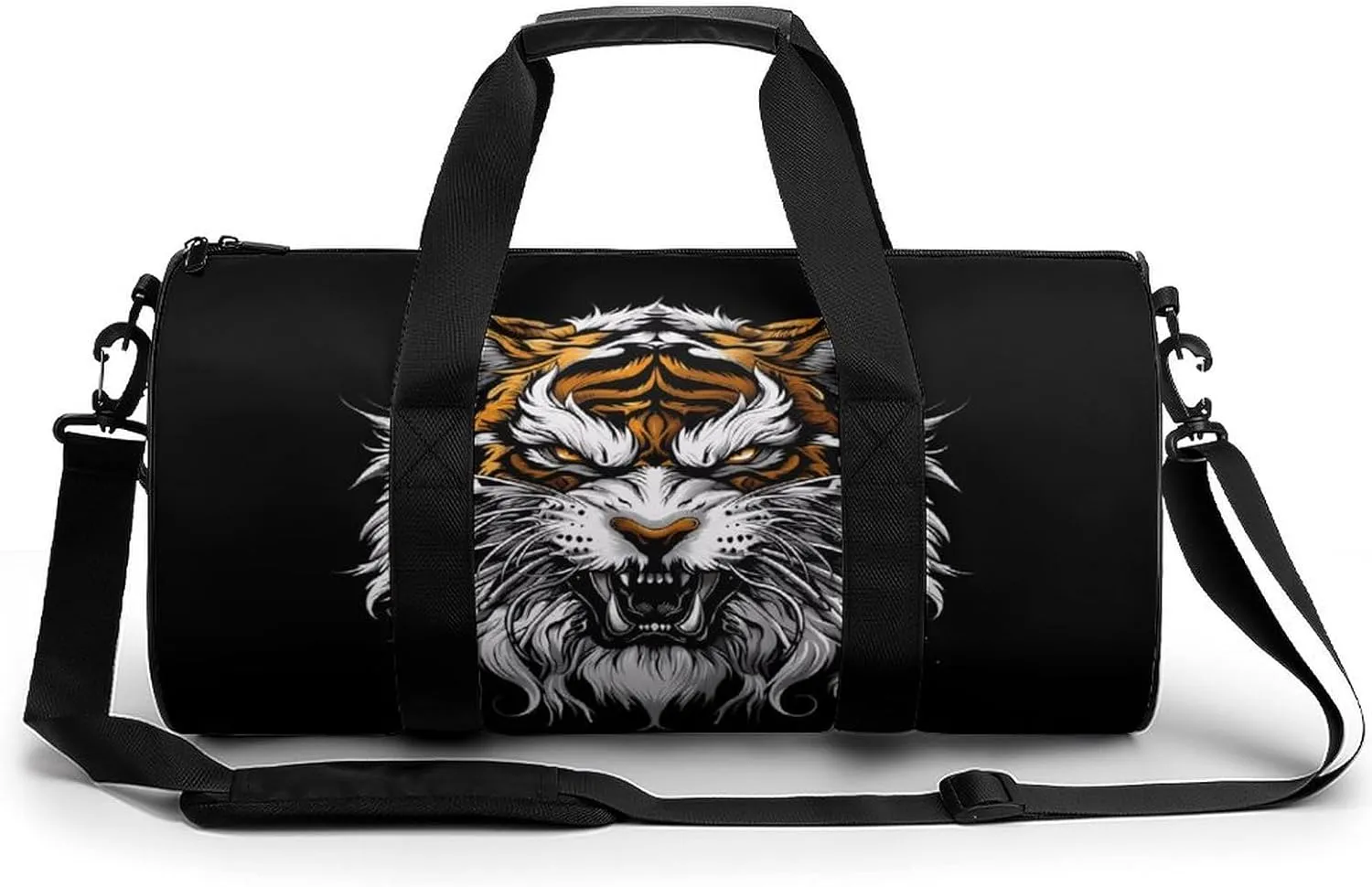 Angry Tiger Head Print Gym Sport Bag Travel Duffel Bags Weekender Carry on Tote Bags for Women Men