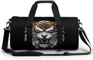 Angry Tiger Head Print Gym Sport Bag Travel Duffel Bags Weekender Carry on Tote Bags for Women Men