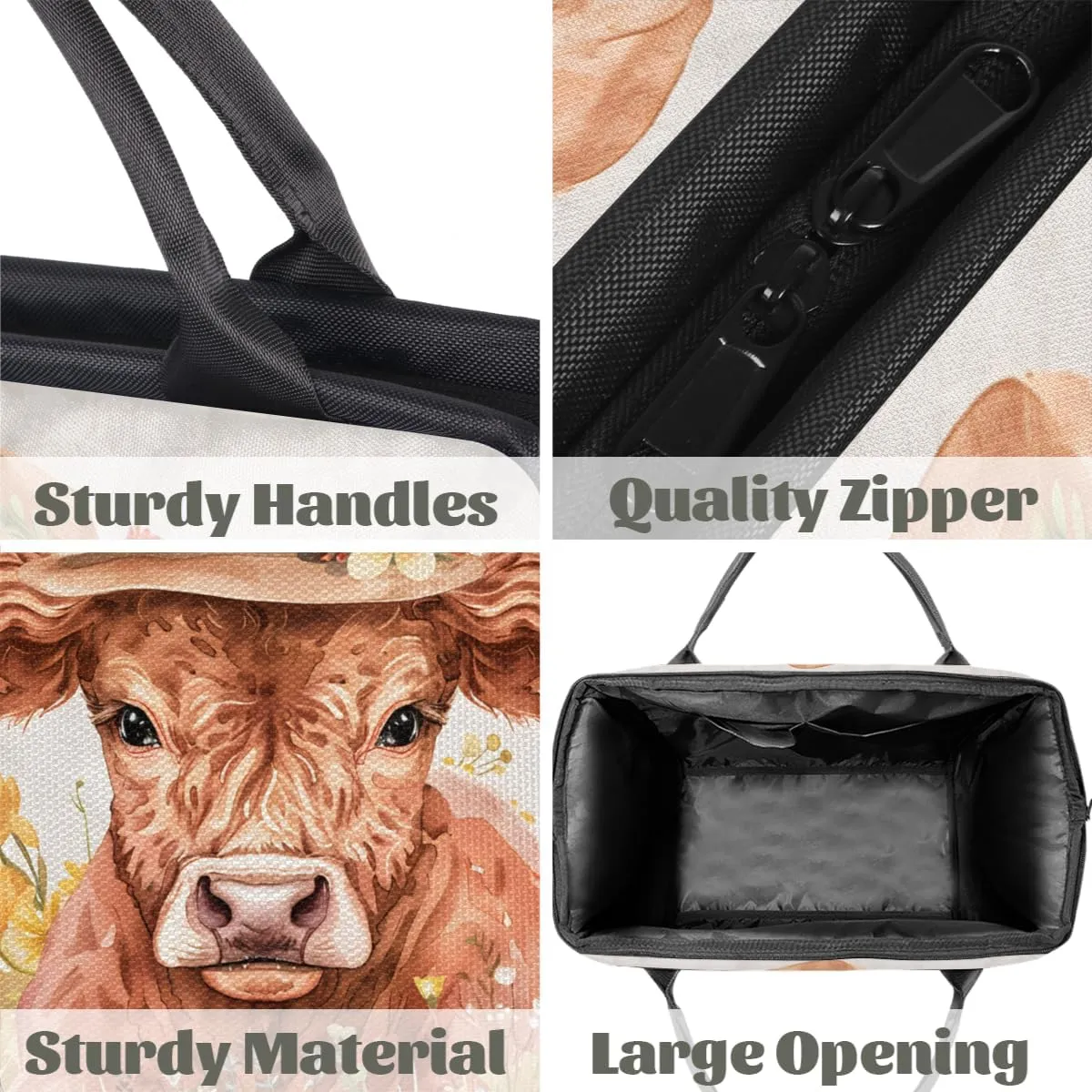 Animal Alpine Cattle Flowers Weekender Overnight Bag for Women Waterproof Carry On Travel Duffle Bags with Pocket Lightweight Sports Gym Tote Bag Large Luggage Workout Personal Item Hospital Bags