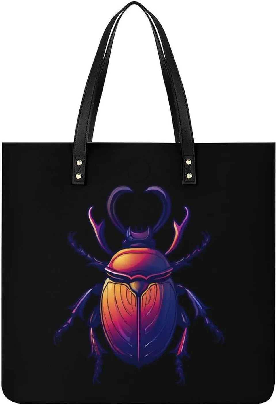 Animal Beetle Insect Occult Bug Leather Tote Bag for Women Men Shoulder Bag Casual Handbag Work Bag 39x39cm