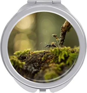 Ant Carrying Food Portable Makeup Mirror, Sided Travel Hand Mirror Mini Folding Mirror for Precise Makeup Women Daily Use