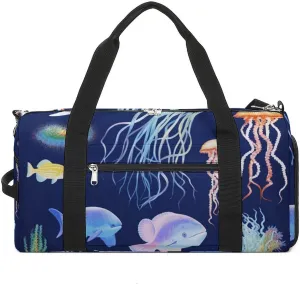 Aquatic Sea Animal Gym Bag for Men Women Water Resistant Duffle Bag Travel Lightweight Bag for Travel Sports