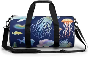 Aquatic Sea Animal Gym Bag for Men Women Water Resistant Duffle Bag Travel Lightweight Bag for Travel Sports