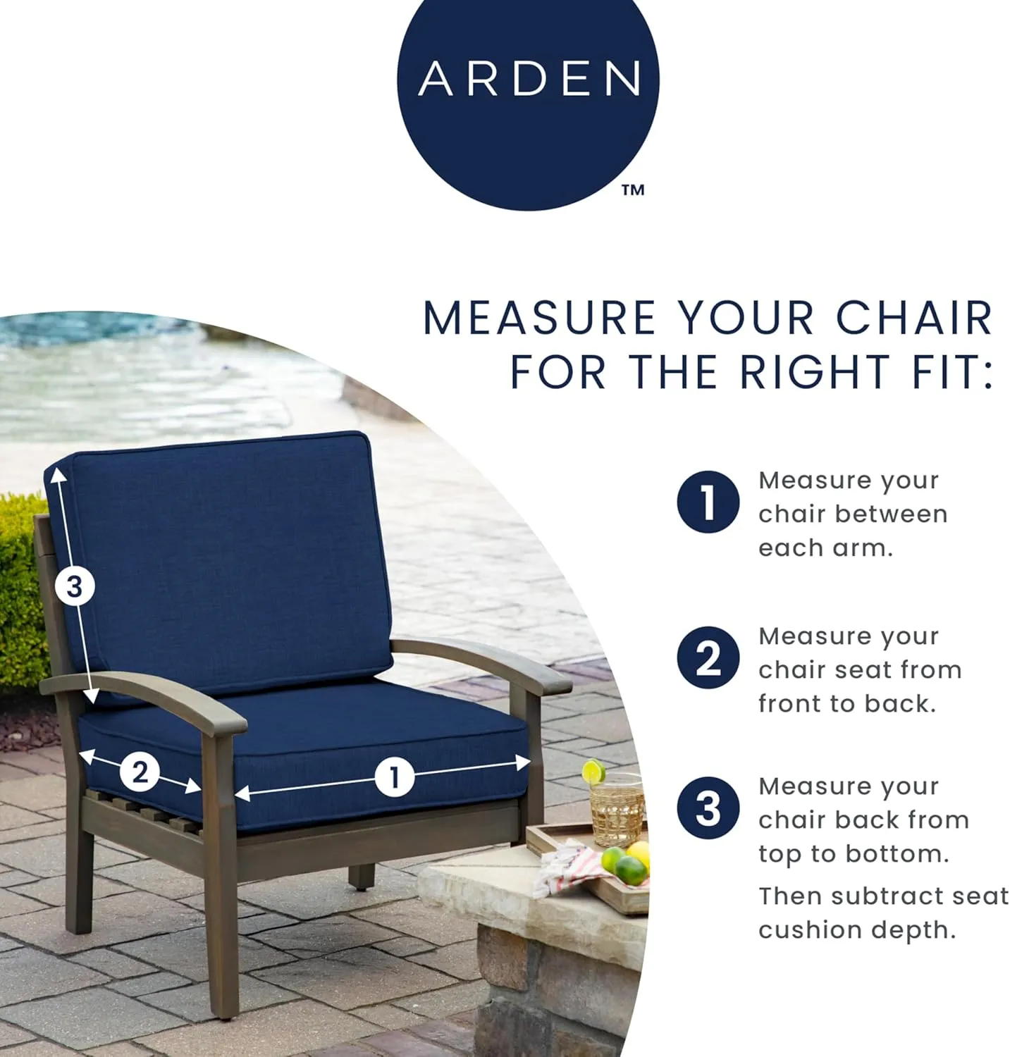 Arden earthFIBER Plush Modern Tufted Polyfill Dining Chair Cushion, 21 x 40, Water Repellent, Fade Resistant Sapphire Blue Ridge Paisley