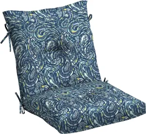 Arden earthFIBER Plush Modern Tufted Polyfill Dining Chair Cushion, 21 x 40, Water Repellent, Fade Resistant Sapphire Blue Ridge Paisley