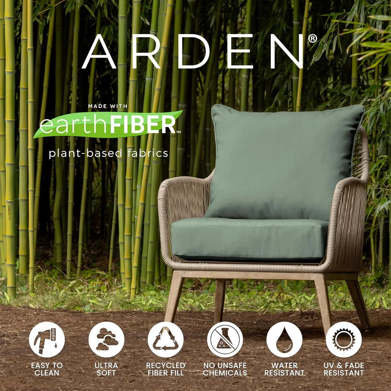 Arden earthFIBER Plush Modern Tufted Polyfill Dining Chair Cushion, 21 x 40, Water Repellent, Fade Resistant Sapphire Blue Ridge Paisley