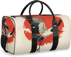 Asian Crane Travel Duffle Bag for Women Men Gym Duffel Foldable Bag Waterproof Weekender Japanese Style Duffle Tote