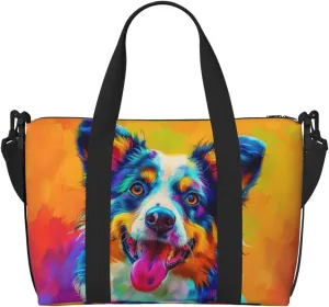 australian shepherd cute print Travel Duffel Bag, Sports Tote Gym Bag, Swim Pool Bag Large Shoulder Tote Bag for Beach Weekender