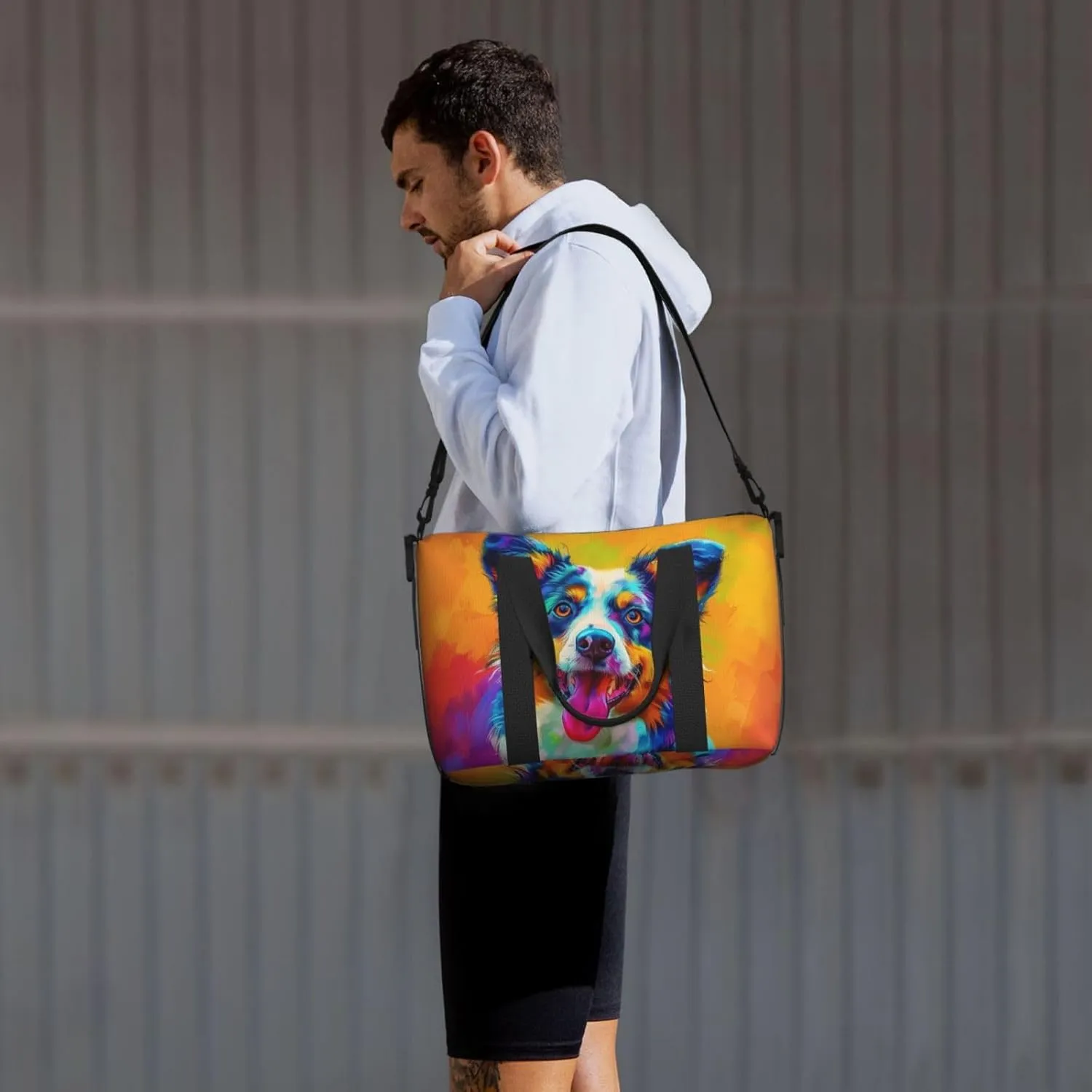australian shepherd cute print Travel Duffel Bag, Sports Tote Gym Bag, Swim Pool Bag Large Shoulder Tote Bag for Beach Weekender