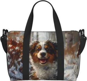 Australian Shepherd happy print Travel Duffel Bag, Sports Tote Gym Bag, Swim Pool Bag Large Shoulder Tote Bag for Beach Weekender, 202-406-121
