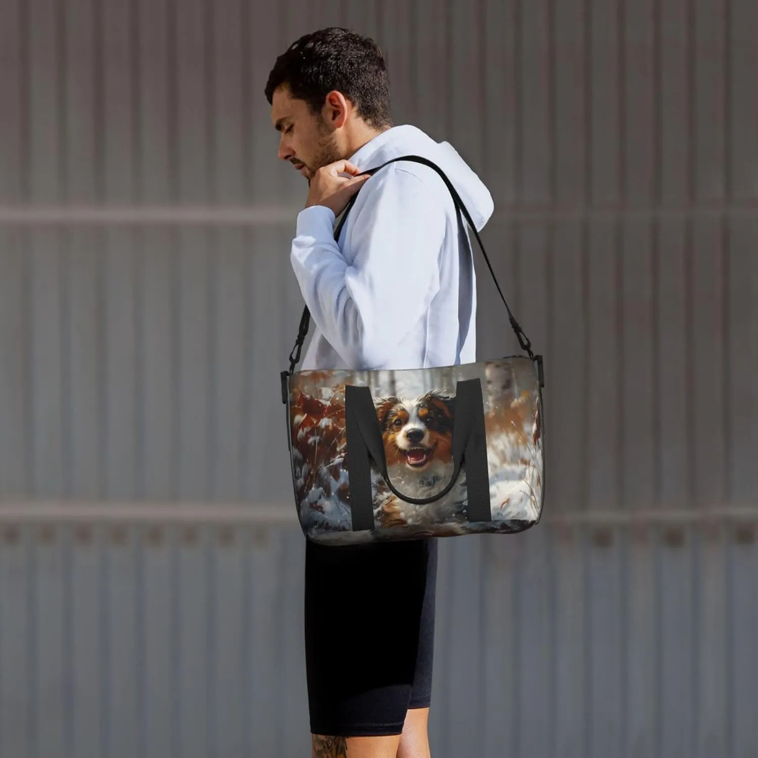 Australian Shepherd happy print Travel Duffel Bag, Sports Tote Gym Bag, Swim Pool Bag Large Shoulder Tote Bag for Beach Weekender, 202-406-121