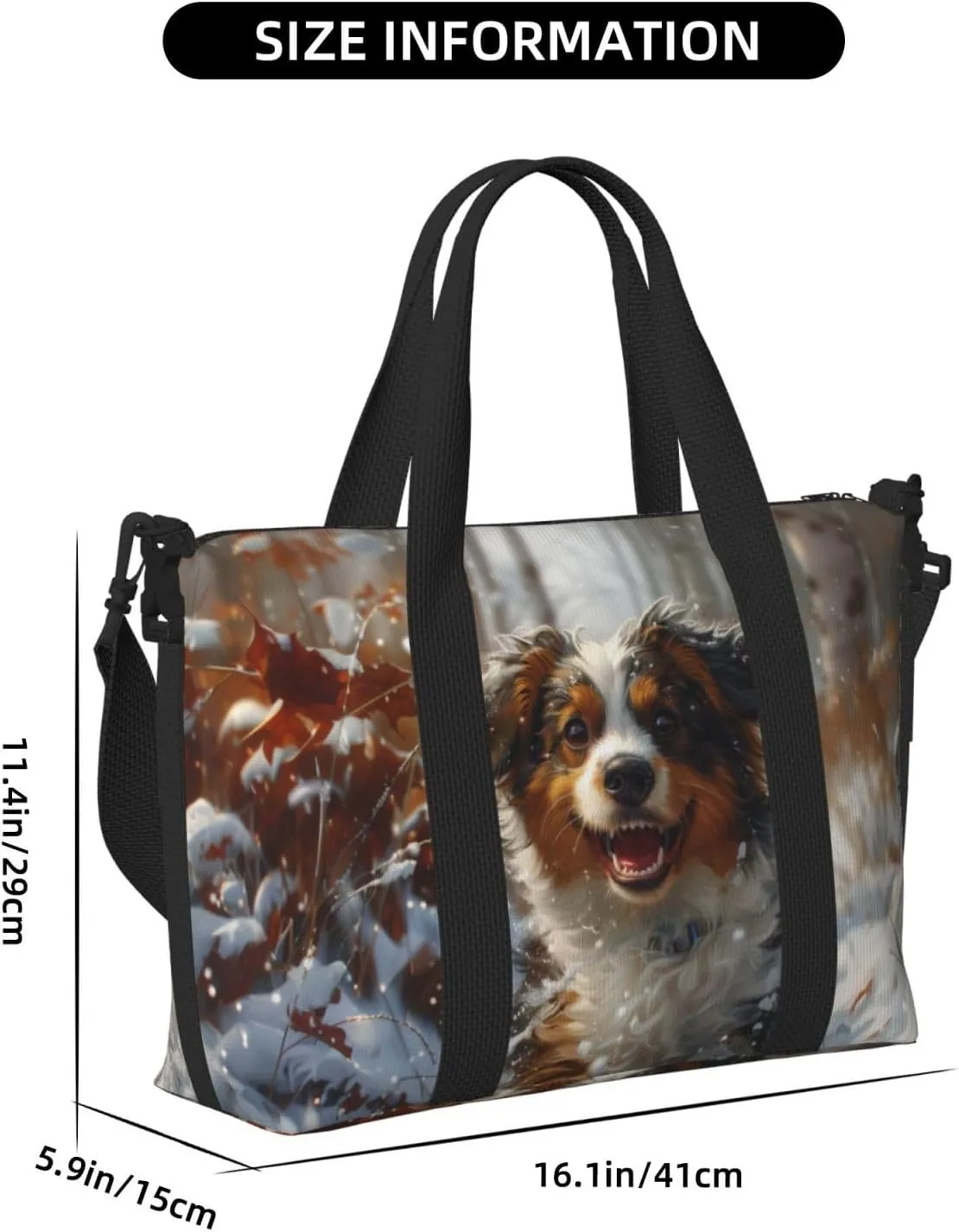 Australian Shepherd happy print Travel Duffel Bag, Sports Tote Gym Bag, Swim Pool Bag Large Shoulder Tote Bag for Beach Weekender, 202-406-121