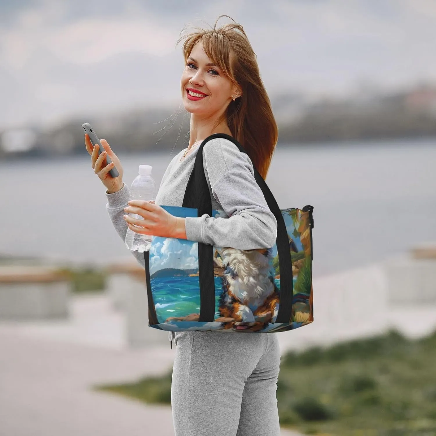 Australian Shepherd print Travel Duffel Bag, Sports Tote Gym Bag, Swim Pool Bag Large Shoulder Tote Bag for Beach Weekender