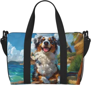 Australian Shepherd print Travel Duffel Bag, Sports Tote Gym Bag, Swim Pool Bag Large Shoulder Tote Bag for Beach Weekender
