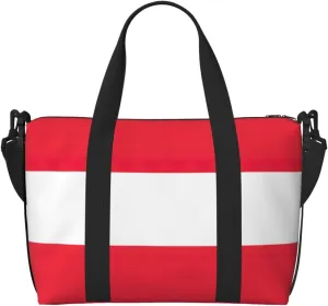 Austrian flag print Gym Bag for Women,Carry on Weekender Overnight Duffle Bag,Personal Item Tote Bag