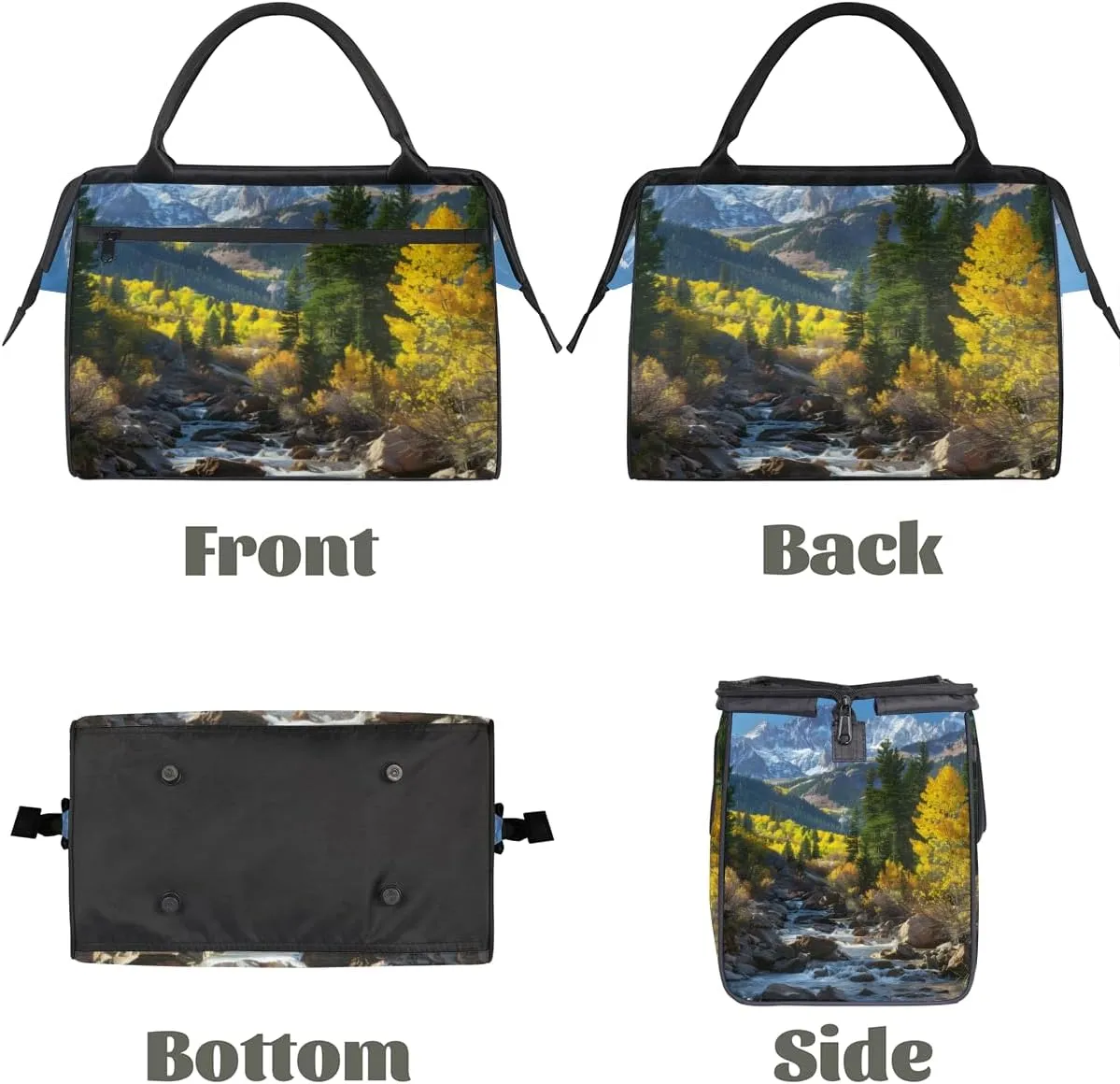 Autumn Mountain Forest Landscape Weekender Overnight Bag for Women Waterproof Carry On Travel Duffle Bags with Pocket Lightweight Sports Gym Tote Bag Large Luggage Workout Personal Item Hospital Bags