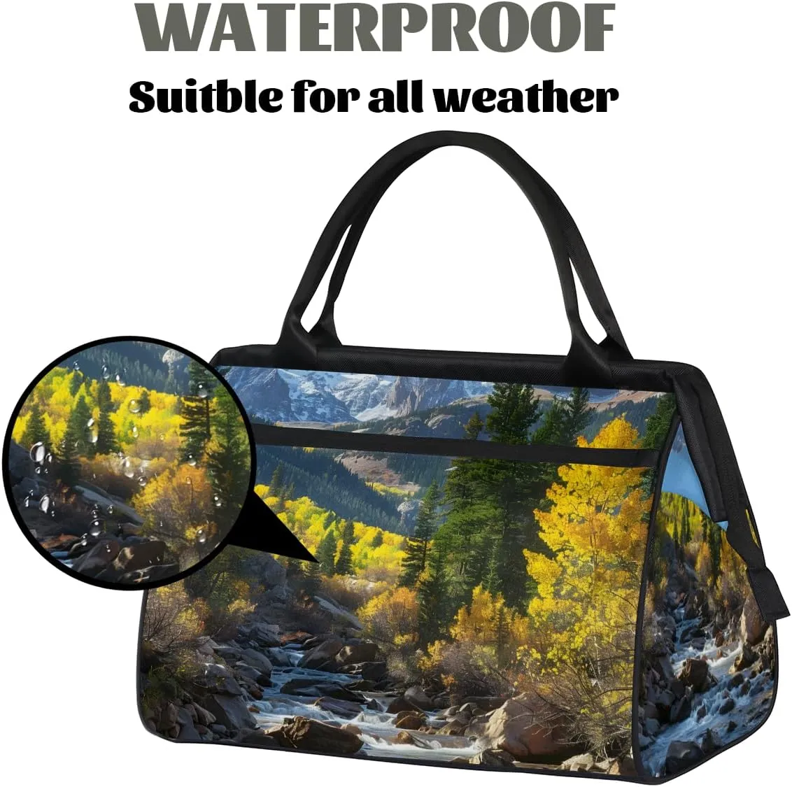 Autumn Mountain Forest Landscape Weekender Overnight Bag for Women Waterproof Carry On Travel Duffle Bags with Pocket Lightweight Sports Gym Tote Bag Large Luggage Workout Personal Item Hospital Bags