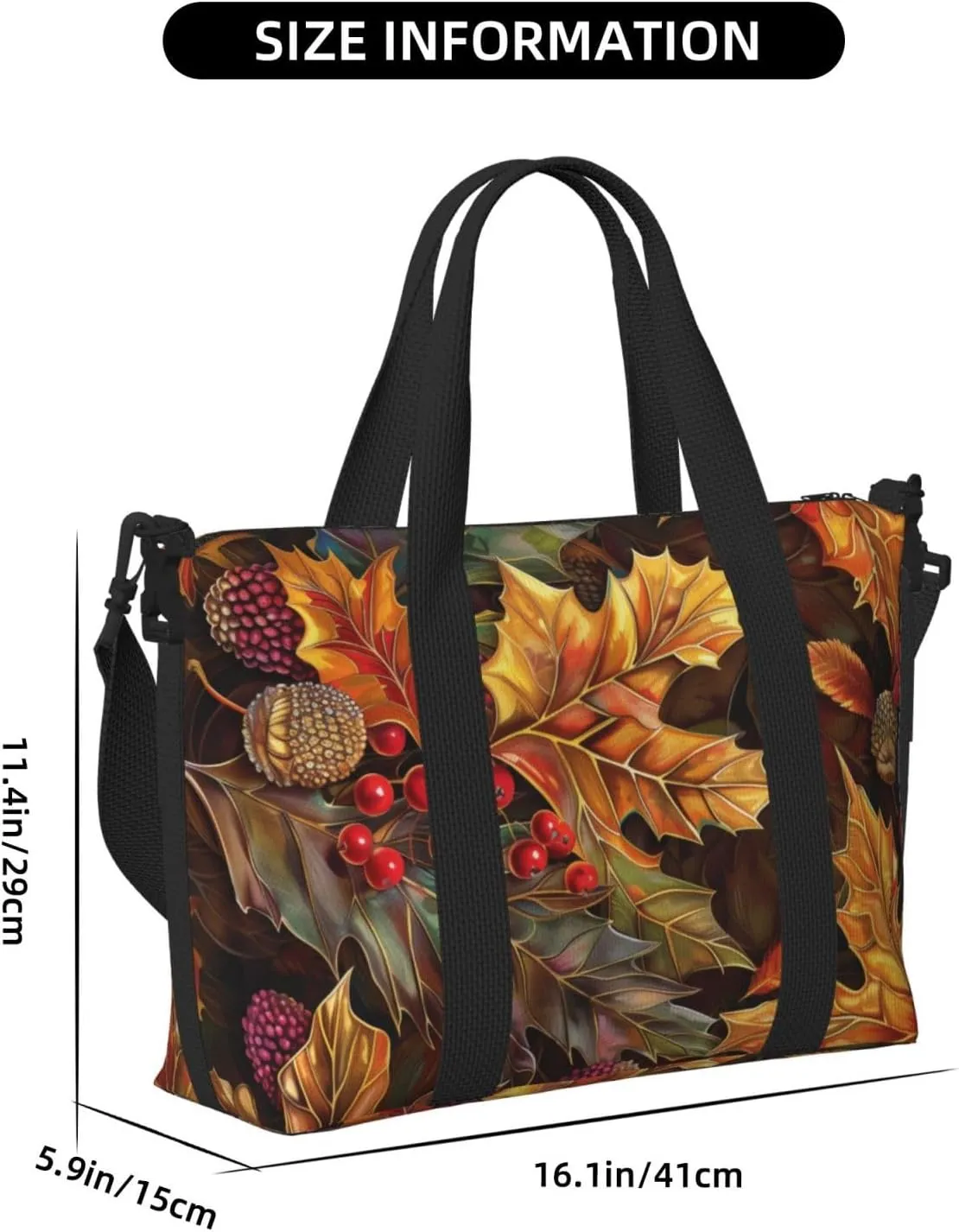 autumn themed art print Travel Duffel Bag, Sports Tote Gym Bag, Swim Pool Bag Large Shoulder Tote Bag for Beach Weekender