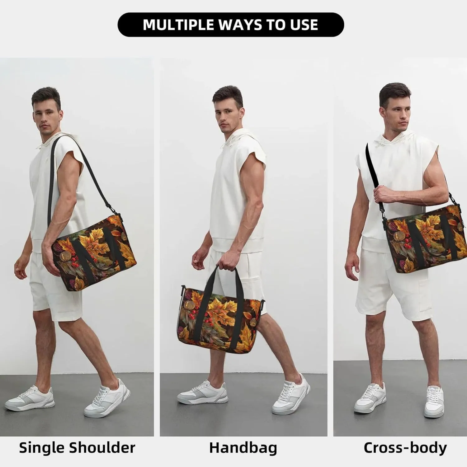 autumn themed art print Travel Duffel Bag, Sports Tote Gym Bag, Swim Pool Bag Large Shoulder Tote Bag for Beach Weekender