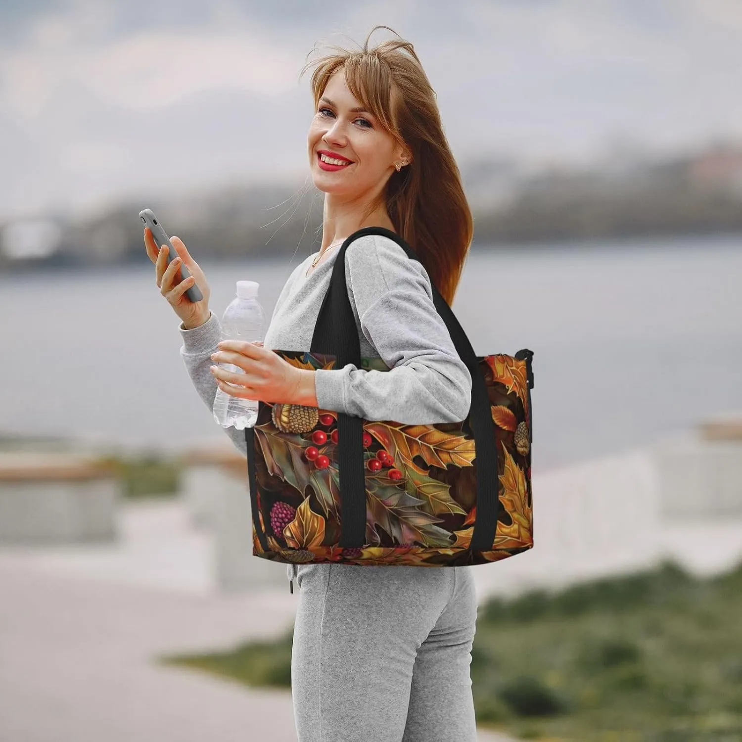 autumn themed art print Travel Duffel Bag, Sports Tote Gym Bag, Swim Pool Bag Large Shoulder Tote Bag for Beach Weekender